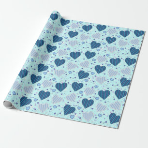 Blue Hearts Wrapping Papaer Paper