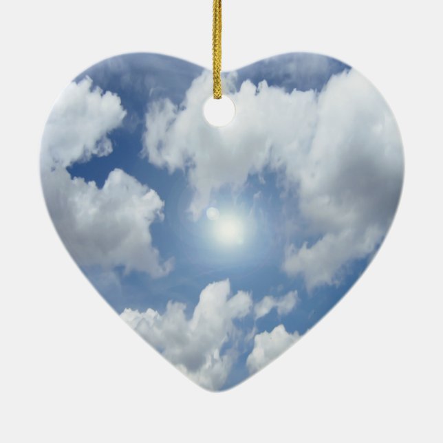 Blue Heaven Clouds + your ideas Ceramic Tree Decoration (Back)