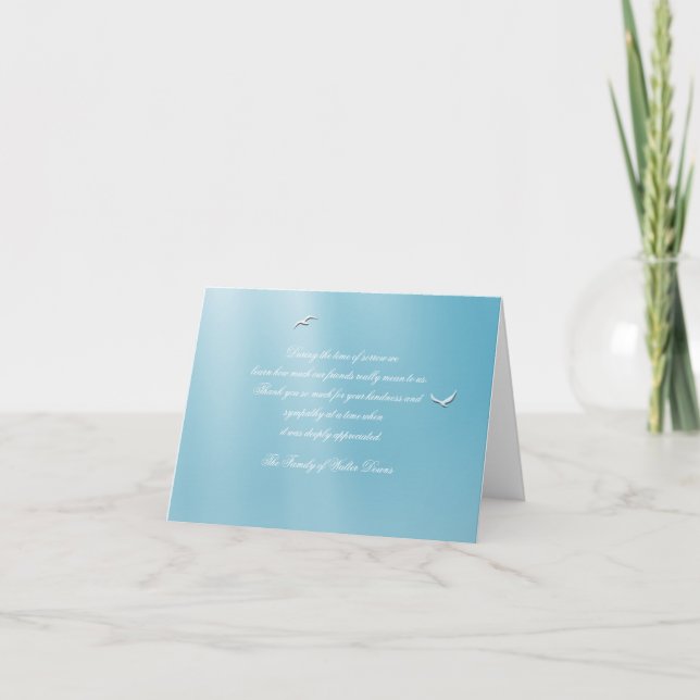 Blue Heaven Folded Bereavement Thank You Notecard (Front)