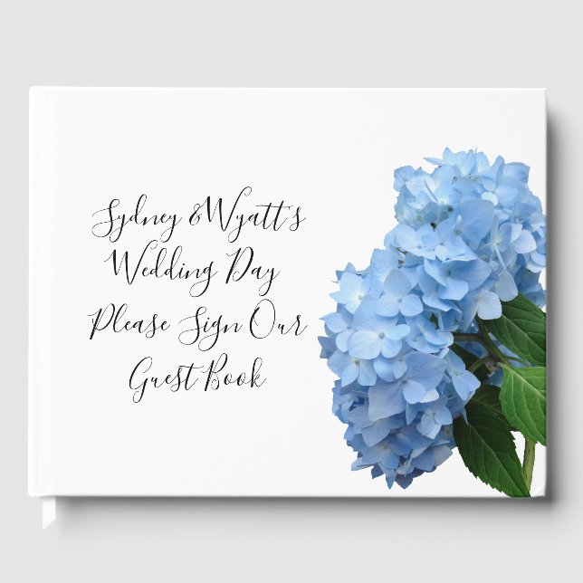 Blue Heaven Hydrangea Wedding Day Guest Book (Front)