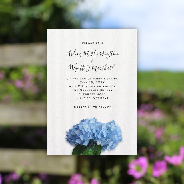 Blue Heaven Hydrangea Wedding Simple Casual Invitation (Creator Uploaded)