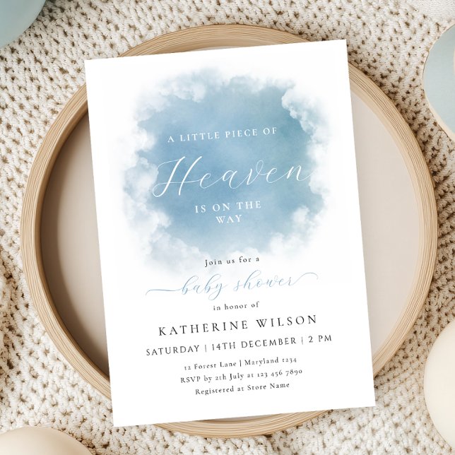 Blue Heaven Sent Cloud Baby Shower Invitation (Creator Uploaded)
