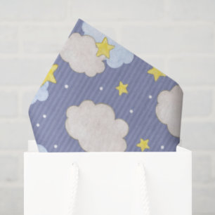 Blue Heavenly Stars And Clouds Tissue Paper