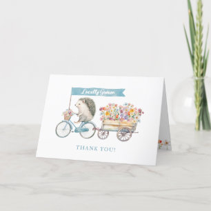 Blue Hedgehog Baby Shower Thank You Card 