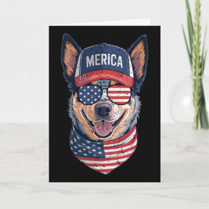 Blue Heeler 4th Of July Us American Flag Dog Patri Card