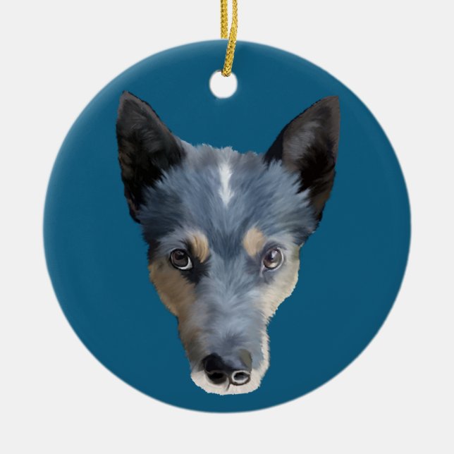 Blue Heeler / Australian Cattle Dog Ceramic Tree Decoration (Front)