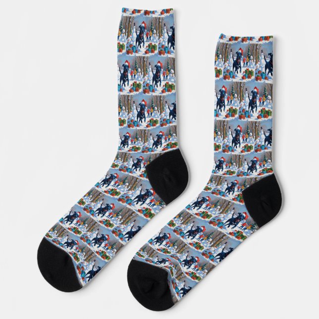 Blue Heeler Christmas Festive Snow Scene Socks (Left)