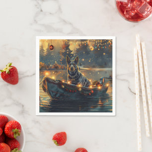 Blue Heeler Christmas Festive Voyage Napkin