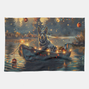 Blue Heeler Christmas Festive Voyage Tea Towel