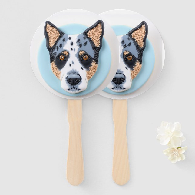 Blue Heeler Dog 3D Inspired Hand Fan (Front and Back)