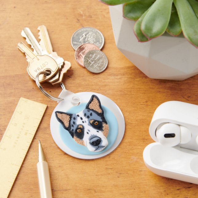 Blue Heeler Dog 3D Inspired Key Ring (Desk)