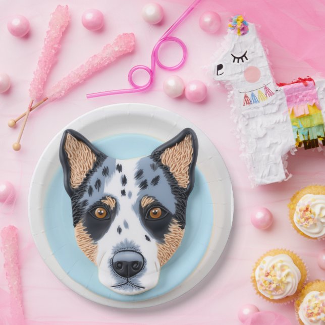 Blue Heeler Dog 3D Inspired Paper Plate (Party)