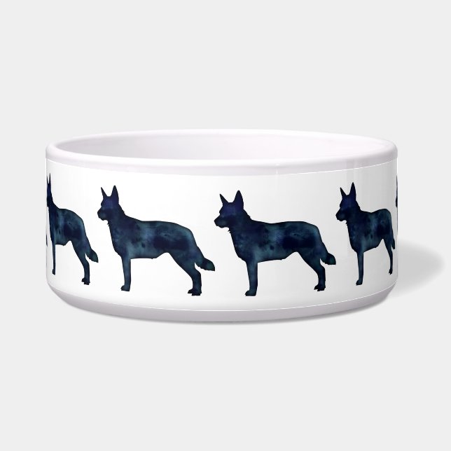 Blue Heeler Dog Breed Silhouette Black Watercolor (Front)