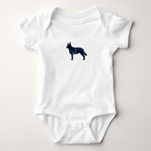Blue Heeler Dog Breed Silhouette Black Watercolor Baby Bodysuit