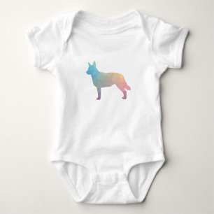 Blue Heeler Dog Breed Silhouette Geo Pastel Baby Bodysuit