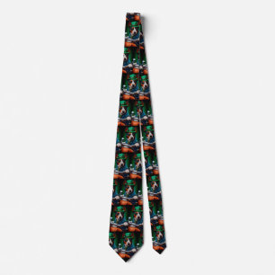 Blue Heeler Dog Driving Bike St. Patrick's Day Tie