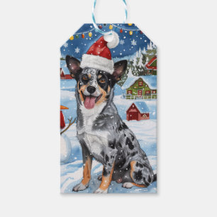 Blue Heeler Dog Winter Wonderland Christmas Joy Gift Tags