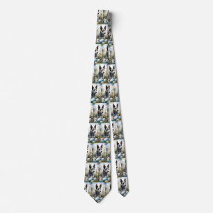 Blue Heeler Dog with Easter Eggs Holiday  Tie