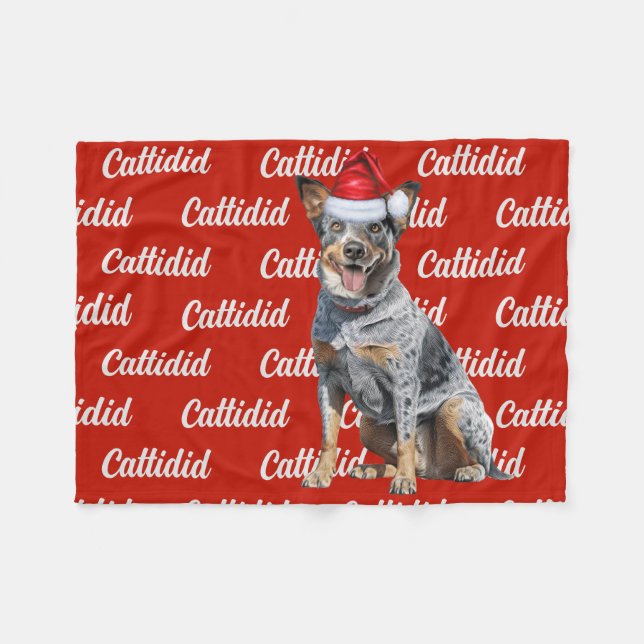 Blue Heeler Dog with Name Patterned Christmas Fleece Blanket (Front (Horizontal))
