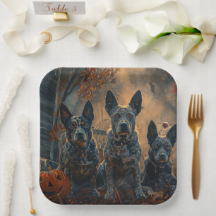 Blue Heeler Halloween Night Doggy Delight Paper Plate