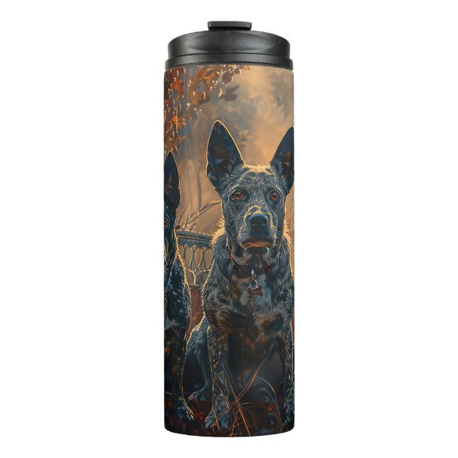 Blue Heeler Halloween Night Doggy Delight Thermal Tumbler (Front)