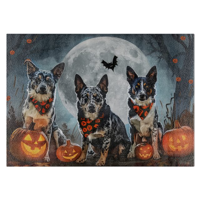 Blue Heeler Halloween Spooky Cutting Board (Front)