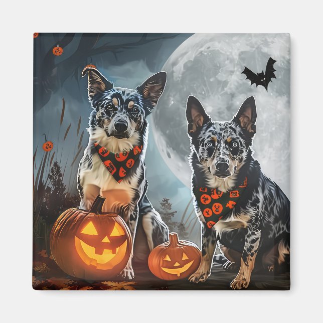 Blue Heeler Halloween Spooky Magnet (Front)