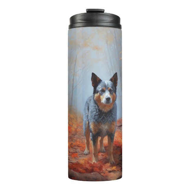 Blue Heeler in Autumn Leaves Fall Inspire Thermal Tumbler (Front)