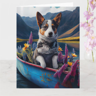 Blue Heeler on a Paddle: A Scenic Adventure Card
