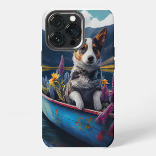 Blue Heeler on a Paddle: A Scenic Adventure iPhone 13 Pro Case