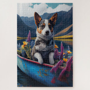 Blue Heeler on a Paddle: A Scenic Adventure Jigsaw Puzzle