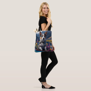 Blue Heeler on a Paddle: A Scenic Adventure Tote Bag