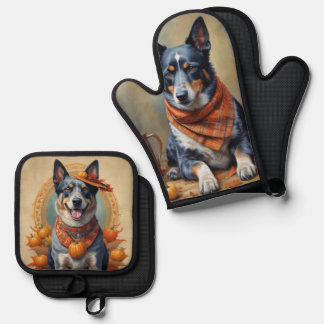 Blue Heeler Oven Mitt & Pot Holder Set