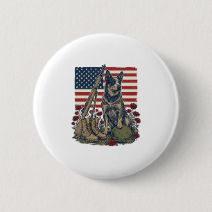 Blue Heeler Patriotic Memorial Vintage Engraving S 6 Cm Round Badge