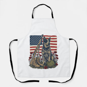 Blue Heeler Patriotic Memorial Vintage Engraving S Apron