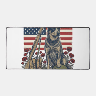 Blue Heeler Patriotic Memorial Vintage Engraving S Desk Mat