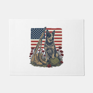 Blue Heeler Patriotic Memorial Vintage Engraving S Doormat