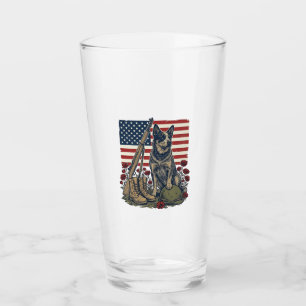 Blue Heeler Patriotic Memorial Vintage Engraving S Glass