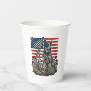 Blue Heeler Patriotic Memorial Vintage Engraving S Paper Cups