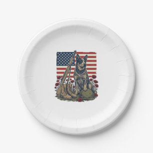 Blue Heeler Patriotic Memorial Vintage Engraving S Paper Plate
