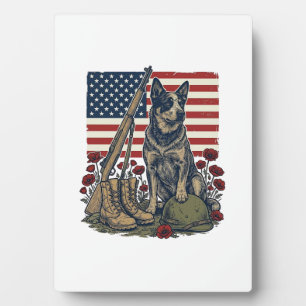 Blue Heeler Patriotic Memorial Vintage Engraving S Plaque