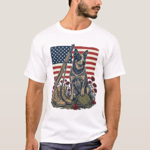 Blue Heeler Patriotic Memorial Vintage Engraving S T-Shirt