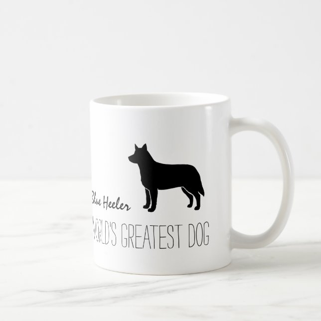 Blue Heeler Silhouette World's Greatest Dog Custom Coffee Mug (Right)