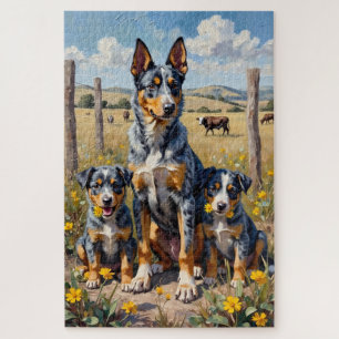 Blue Heeler Wild Field Art Jigsaw Puzzle