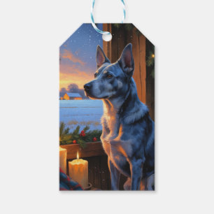 Blue Heeler With Christmas Lights Holiday  Gift Tags