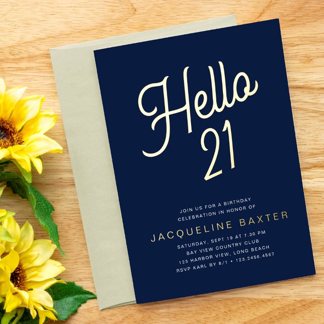 Blue Hello 21 Gold Script 21st Birthday Party (Creator Uploaded)