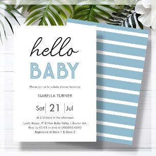 Blue   Hello Baby    Baby Shower Invitation