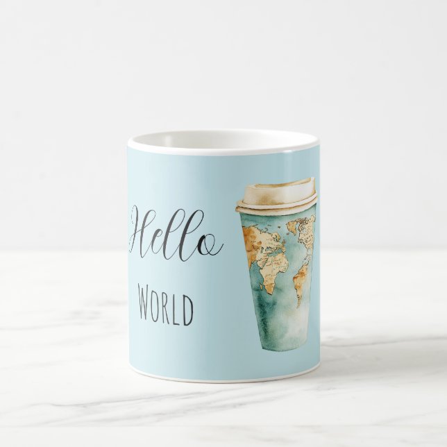 Blue Hello World Coffee Cup (Center)