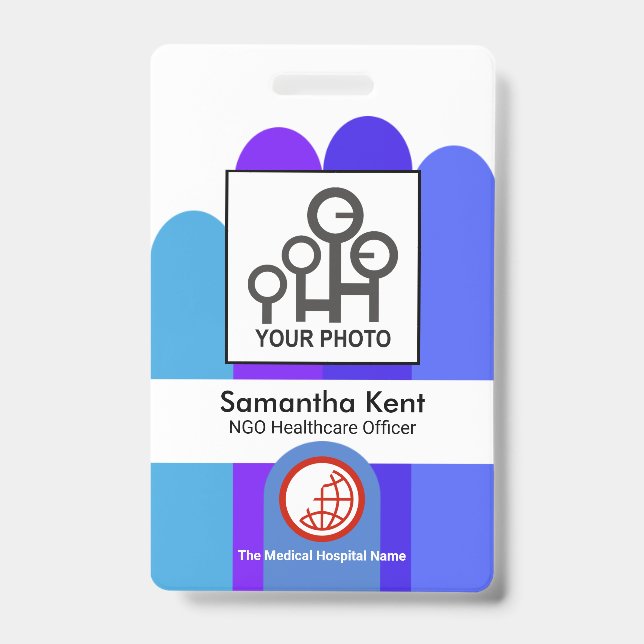 Blue Helping Hand Staff Photo Template ID Badge (Front)