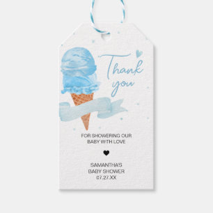 Blue Here's the Scoop Baby Shower Favour Tags
